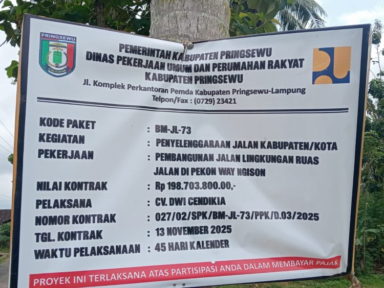 Baru Selesai Dibangun, Jalan Proyek PUPR Pringsewu di Way Ngison Sudah Rusak